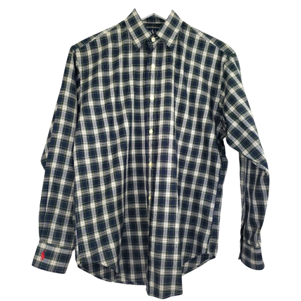 Ralph Lauren Women's Button Front Shirt Size 8 in Blue/Green/White